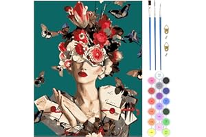 QENSPE Dipingere con i Numeri per Adulti, Kit di Pittura su Tela Fai da Te per Adulti Kit di Dipingere con i Numeri con Pennelli Pigmento Acrilico Disegno Pittura 40x50 cm (Ragazza)