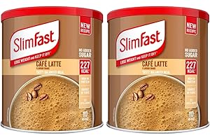 FANCY LABELS Meal Replacement SlimFast Meal Shake Powder Cafe Latte 10 Servings 365g Pack of 2 | High in Protein, Source of Fibre, Healthy Shake for Balanced Diet Plan with Vitamins and Minerals