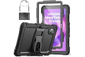 SEYMAC Funda para Lenovo Idea Tab 11 2025 / Lenovo Tab M11 2024/ K11 Gen 2 11 Pulgadas, Funda Resistente a los Golpes con Protector de Pantalla/Soporte Plegable/Correa para el Hombro, Negro