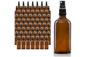 Oputec Lot de 68 flacons pulvérisateurs en verre avec vaporisateur - 100 ml - Flacons en verre ambré avec tête de pulvérisation fine - Petit flacon pulvérisateur à remplir