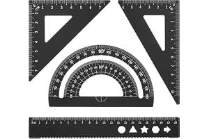 PATIKIL Triangulär linjal set, 20 cm aluminium metrisk linjal, 45°60° triangulär linjal och gradskiva, 4-pack