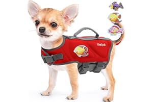 Sheripet Dog Life Jacket, Good Visibility Dog Life Vest for Swimming with Reflective Stripes and Rescue Handle, Dog Flotation Vest Suit for Small Medium and Large Dogs (Red, S)