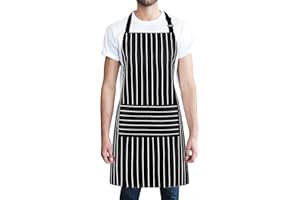 Jinlaili Black Apron, Unisex Adjustable Bib Apron with 2 Pockets, Cooking Kitchen Apron for Women Men, Kitchen BBQ Apron, Cotton Linen Chef Apron for Cooking, Baking Gardening Restaurant BBQ