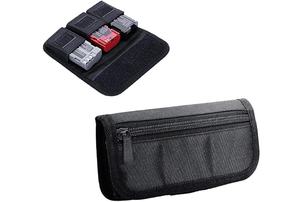 ALASKA DSLR Battery Holder Storage Case Cum Waist Bag (3 Pocket) Suitable for AA Battery and LP-E6/ LP-E17/ FZ100/ FW50/ F550, with Zipper Pocket for SD Card, Memory Card etc.