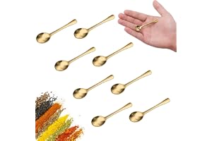 Cossaot 8 Stycken Gyllene Kaffeskedar, 7.5CM Miniskedar i Rostfritt Stål för Kryddburkar, Dessertskedar, för Kök Hem Restaura