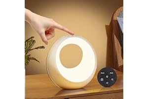 HOOMOOZ Lampe de Chevet Tactile, Veilleuse LED Dimmable Rechargeble sans Fils avec Télécommande, Lampe de Table avec 6 Couleurs RVB et 9 Modes Colorés, Lampe Nuit Portable pour Enfant Adulte