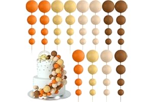 BOUBONI 48 Pz Palline Cake Topper Decorazioni Schiuma Cupcake Topper Palline Decorazioni per Torta Compleanno per Feste di Compleanno Matrimonio Anniversario (Arancione, Giallo, Albicocca, Kaki)