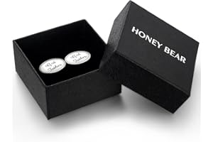 HONEY BEAR Mens Oval Wedding Cufflinks with Gift Box
