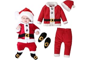 Hifot Disfraz Navidad Bebe Papa Noel Bebe Niños Niñas Recién Nacido Top Pantalones Cinturón Gorro Navidad Ropa Navideña