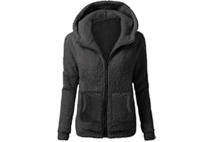 LIKEYIFUTOP Sweat à Capuche Zippé Femme Veste Polaire Pull à Manche Longue AVCE Poche Manteau Polaire Femme Hiver Chaud Chic