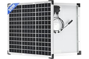 SARONIC Panneau solaire 50W 12V Module monocristallin à haut rendement Puissance PV pour camping-car, cabane, caravane, camping-car, camping et autres applications hors-réseau