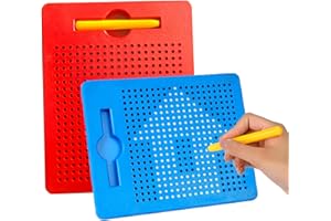 Smavles Juego de Imanes para Niños, 2 Piezas Tablero de Dibujo Magnético,Pizarra de Dibujo magnética,Pizarra Magnética Portátil con Bola de Acero para Niños a Partir de 3 Años,Juguete Educativo