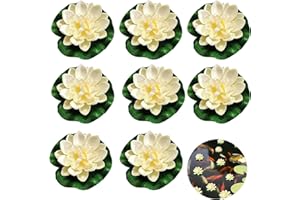 ‎QUNKUN 8 Stück Schwimmende Blumen, Seerosen Künstlich, Wasserpflanzen Miniteich, Teichpflanzen, Künstliche Wasserpflanzen Blumen, White Lotus Miniteich Deko für Fischteich, Gartenteich, Teich Terrasse