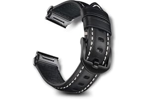 RoYiio Skórzany pasek do Garmin QUICKFIT 22 mm, 26 mm, miękki wygodny, wymienny skórzany pasek olejowy kompatybilny z Garmin Fenix Quatix 6X 7X Pro MARQ Approach S62 S60