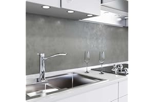 danario Rivestimento Paraschizzi Cucina Adesivo da Parete - Effetto 3D - Spesso e Rigido - Ignifugo e Resistente all'Acqua - 0,75 mm - Cemento Scuro - Campione