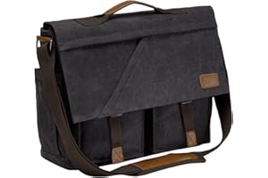Kasgo Borsa Tracolla Uomo, Borsa Porta PC Donna 15,6 Pollici Grande Impermeabile Borse Spalla 17 Pollici Lavoro Messenger Borsa Insegnante Tela Pelle Ventiquattrore Valigetta per Ufficio