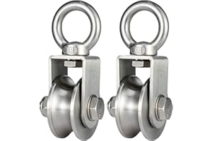 KCNOFNC Poulie de renvoi en acier avec 2 roulements à billes, poulie Fitness en acier inoxydable 304, charge maximale : 500 kg, 2 Pack