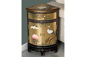 China warehouse direct Chinese Oriental Furniture Gold Leaf Corner Cabinet with Cranes Design