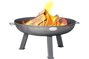 Harbour Housewares 75cm Cast Iron Fire Pit - Outdoor Garden Fire Bowl Frazier Garden Patio Heater Stove for Wood Logs, Charcoal Burning, BBQ, Camping Firepit