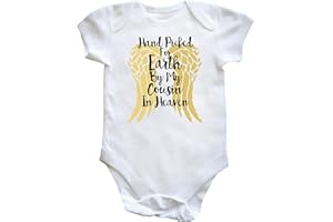 Hippowarehouse Hand picked for earth by my cousin in heaven baby vest bodysuit (short sleeve) boys girls