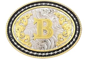 STARBRILLIANT Fibbia Per Cintura Western Da Uomo Grande Fibbia Per Cintura Da Cowboy Fibbia Per Cintura Con Iniziale Cowboy Rodeo Oro Con Lettere A Alla Z