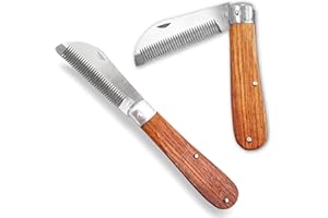 PFERDELINIS Mähnenverziehmesser Equine Grooming Stylish Wooden Handle Folding Length 18 cm – Stainless Steel – Extra Comfortable Warp