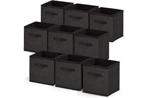 Nestl Cube Storage Bins, Foldable 9 Cube Storage Organizer Bins, Fabric Storage Cubes, Storage Basket with Handles, Black Closet Storage Bins, 11-Inch Cube Storage Bins for Bedroom, Playroom and More