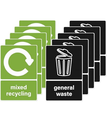 Non Recycling Waste - Recycling Sign - Self Adhesive Sticker (A5-148mm x 210mm [4 x Pack