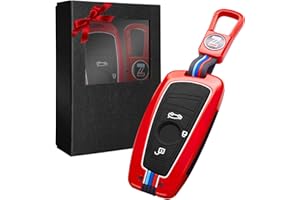 Yumzeco Zinc Alloy Car Key Cover Compatible with BMW 5'F10 5'F11 5'G30 1'F10 3'F30 3'F31 3'F34 3'G20 X3 F25 X4 F26 M3 Key Case Cover Key Shell with Keychain Keyless Key Protector Key Fob Cover Red