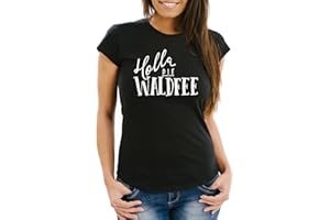 MoonWorks Damen T-Shirt mit Spruch - Holla die Waldfee - Sprüche Spruch-Shirt Slim Fit