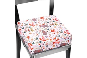 AZYVUM Rehausseur de chaise pour enfant - Flexible et lavable - Démontable - Portable - Caricature - 2 boucles de sécurité - Antidérapant - Pour la maison et les déplacements