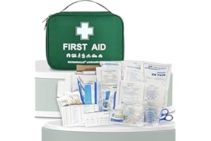SEVENWALLS 220 Piece Premium First Aid Kit Bag - Includes 2 x Ice Packs, Eye Care, Emergency Blanket, Bandages, Plasters & Essentials for Home, Office, Car, Caravan, Workplace, Travel (Green)