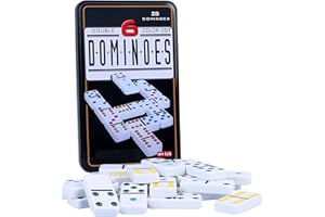GOTHINK Double 6 Dominos Set for Adults with Tin Box Storage - 28 Tile Colorful Dot Dominoes Games Set for Family Night Gift Travel Game - Classic Party Board Game Ideal for 2-4 Players