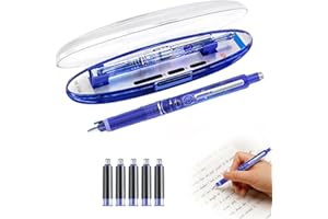 Ailan Writech Clictek Druckfüller, mittlere Feder für präzises Schreiben, Druckfüller zum Schreiben, blaue Tinte, Tiefblau, ErasableBlue1+5