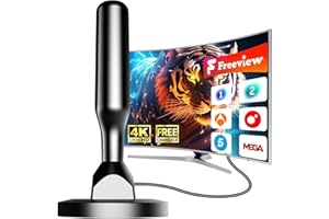 BIGEFEIXU Antena de TV Interior para Canales TDT Gratuitos, Alcance de 480 km, Soporta Smart TV 4K/1080P, Señal Estable con Base Magnética y Cable de 5 m, Modelo Avanzado 2025