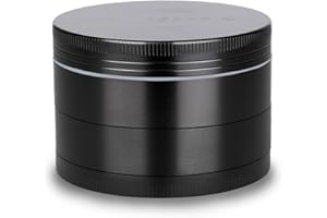 GWHOLE Grinder Herb in Zinc Alloy with Pollen Scraper 2.36" - Black