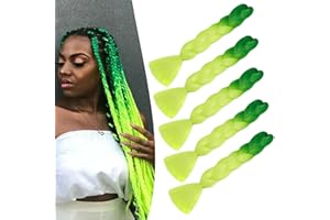Dcbaboo Extensiones para Trenzas Africanas 60cm Pelo para Trenzas Africanas 5PCS Ombre Extensiones de Pelo Sintético para Trenzas Postizas Trenzado de Extensiones 500g, Verde oscuro & Amarillo verde