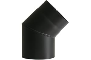 Kamino-Flam 45° Elbow Pipe Ø 150 mm, Steel Stove Pipe Elbow, Elbow Chimney Pipe with Heat Resistant Senotherm Coating, Single Wall Flue Elbow EN 1856-2 Standard, Black