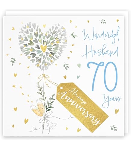 Husband 70th Platinum Wedding Anniversary Handmade Card - Love Lines - View #8