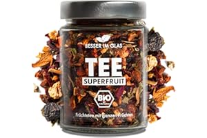 ‎BESSER IM GLAS Besser im Glas Bio Früchtetee lose „Superfruit“ | 60 Gramm loser Tee ohne Beutel | Teemischung vegan & nachhaltig | Tee Geschenk mit Früchten & Hibiskus | Tea natürlich süß & ohne Zucker