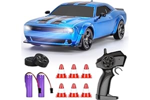 BuzzoXerex Voiture Télécommandée Drift, 1:24 Mini RC Drift Car, Mini Voiture Télécommandée avec 4WD und Lumière LED, Cadeau de Jouet pour Les Enfants de Plus de 6 Ans (Bleu)
