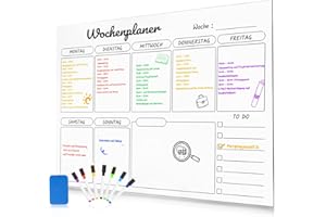 Fosdaling A3 Magnetischer Wochenplaner Abwischbar, kann als Family Plan, Familienplaner, Menüplaner, Haushaltsplan und Putzplan, Kinder Whiteboard Magnetisch, Stundenplan, Essensplaner für die Woche