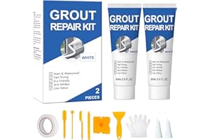 ANTIVP Tile Grout Repair Kit, 2 Pack Grout Repair Kit White, Grout Filler, Fast Drying and Waterproof Tile Grout Repair, Grout Reviver for Bathroom Shower Kitchen, Grout Pen Edge Repair Tools