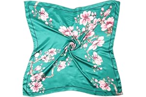 DRESHOW Femmes Grand Foulards Carrés Satin Foulards Cheveux Accessoires Soie Carrés Motifs Classiques Bandanas Plage
