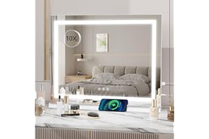 YOURLITE Hollywood Vanity Mirror with Lights, 50×40cm Lighted Makeup Mirror with Dimmable LED light, 3 Lighting Modes, Touch Control, USB Charging Port, Tabletop and Wall Mounted Hollywood Mirror