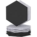 TONOR Lot de 12 Panneau Acoustique Mural Autocollante, 30 x 26 x 1cm Panneaux muraux 3D Acoustique à Haute Densité, Mousse Acoustique Hexagonal Isolant Phonique pour Studio/Bureau/Chambre, Noir/Gris