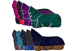 RL24 - Weidedecke Full Neck Basicline 600D Nylonfutter mit Füllung | Pferde Winterdecke | wasserdichte Outdoordecke mit Kreuzbegurtung | Pferdedecke in dunkelblau/braun | Größe 145 cm (300g/m²)