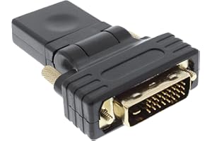 InLine 17660 W Adaptateur HDMI Femelle vers fiche DVI (Flexible Angle, Contacts plaqués Or, 4 K2 k Compatible)