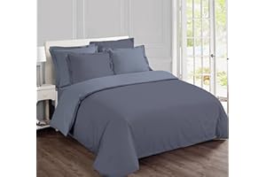 Vision - Copripiumino reversibile, Cotone, Gris/Gris Perle, 260 x 240 cm