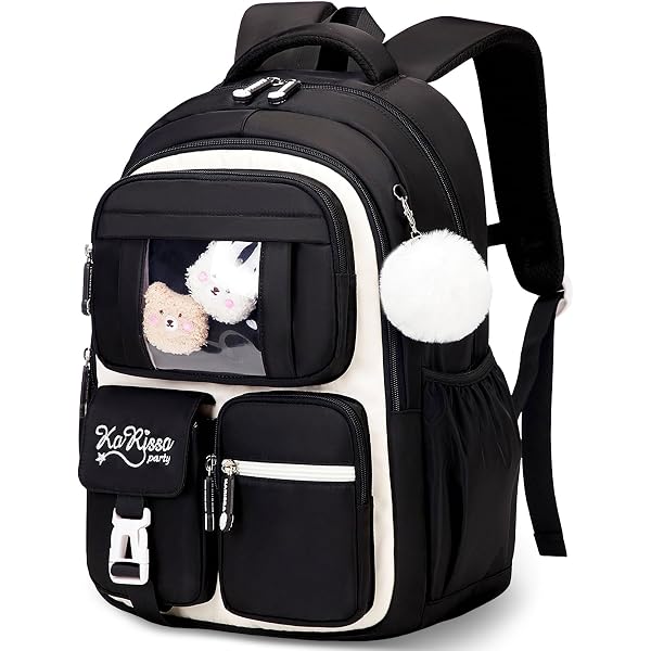 Zaino Scolastico Per Ragazze Con Stampa Margherite Nere – 30x15x42 Cm, Porta Pc 15.6'', Leggero 0.45kg, Tasche Laterali, Garanzia 1 Anno